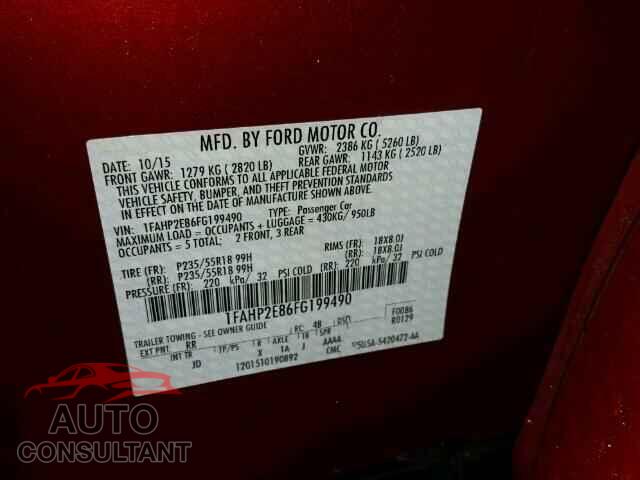 FORD TAURUS 2015 - 1FAHP2E86FG199490