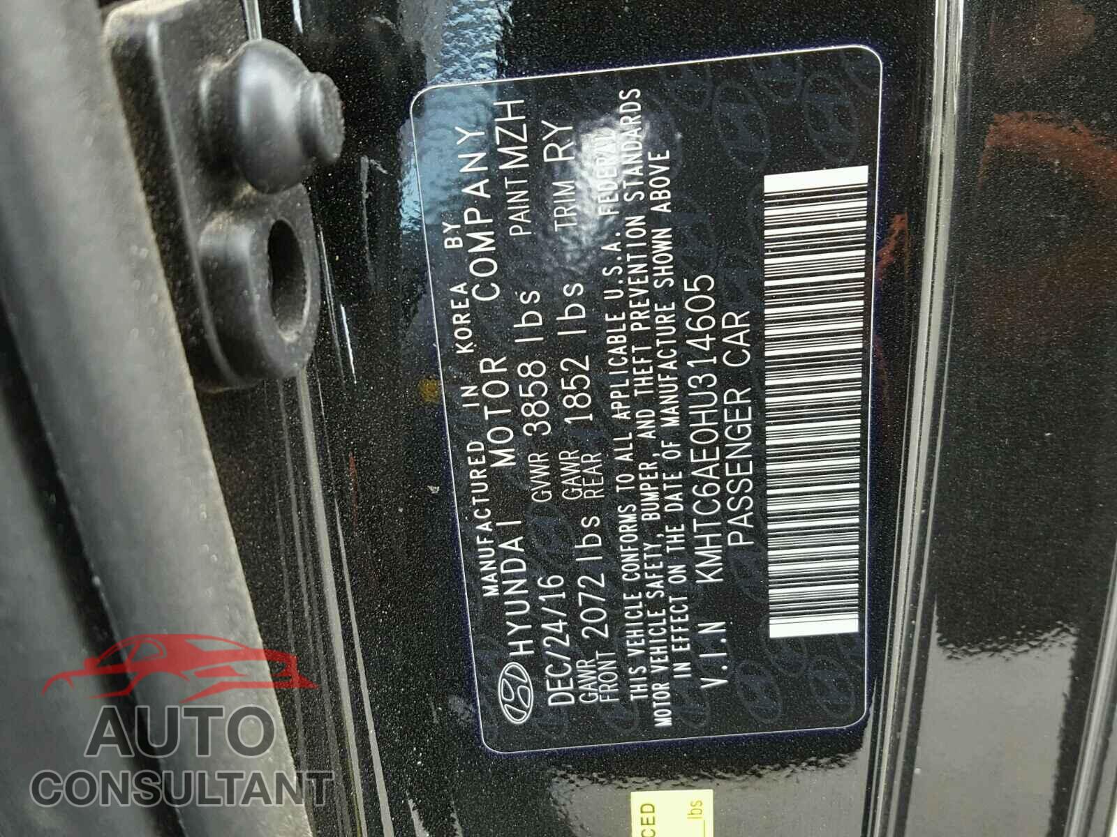 HYUNDAI VELOSTER 2017 - KMHTC6AE0HU314605