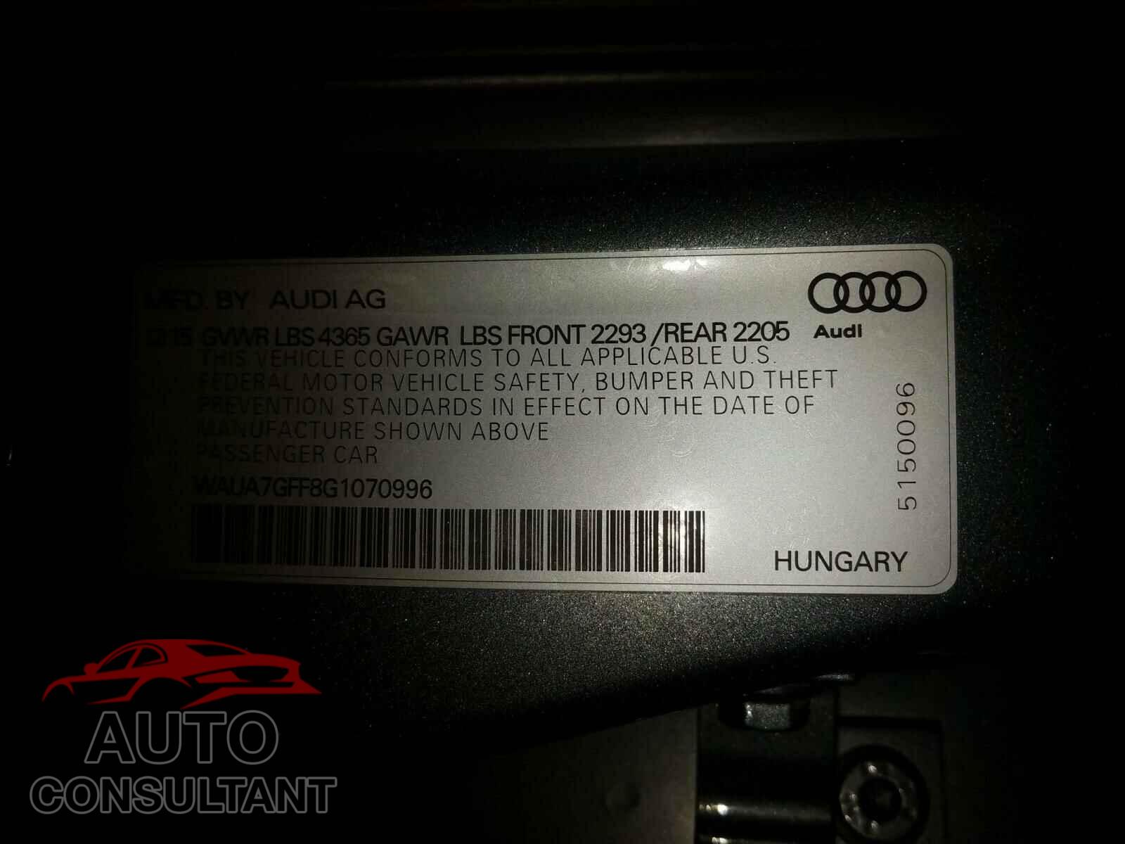 AUDI A3 2016 - WAUA7GFF8G1070996