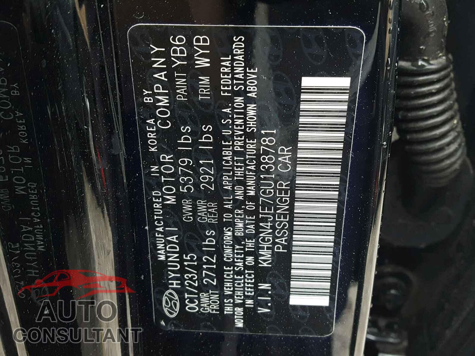 HYUNDAI GENESIS 2016 - KMHGN4JE7GU138781
