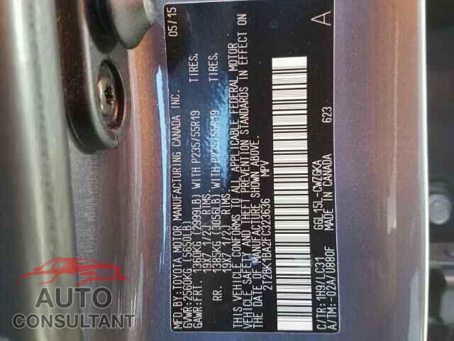LEXUS RX350 2015 - 2T2BK1BA2FC323636