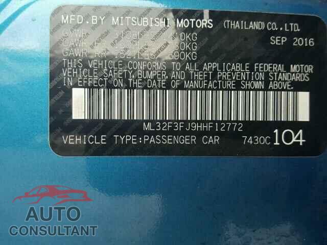 MITSUBISHI MIRAGE 2017 - ML32F3FJ9HHF12772