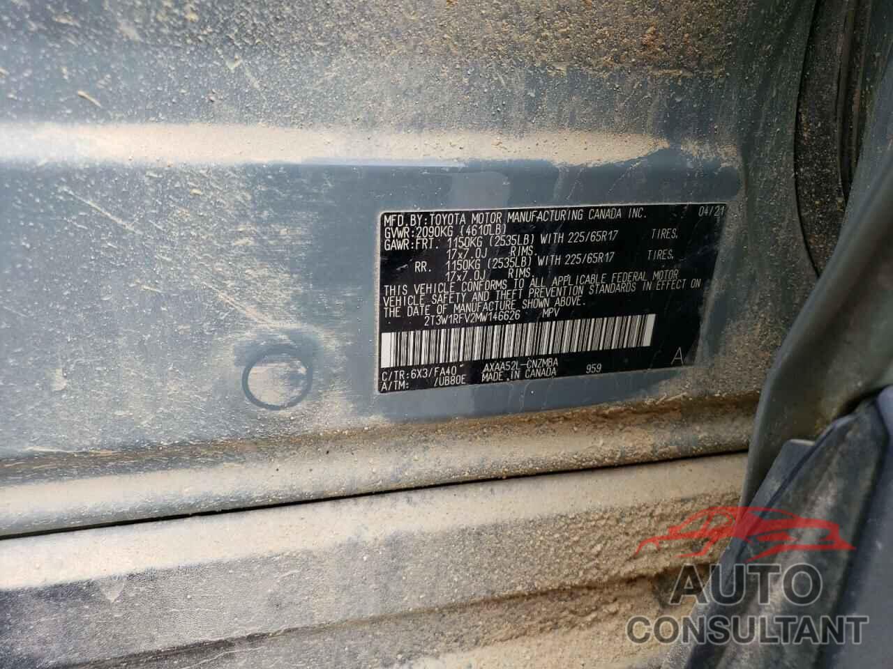 TOYOTA RAV4 2021 - 2T3W1RFV2MW146626