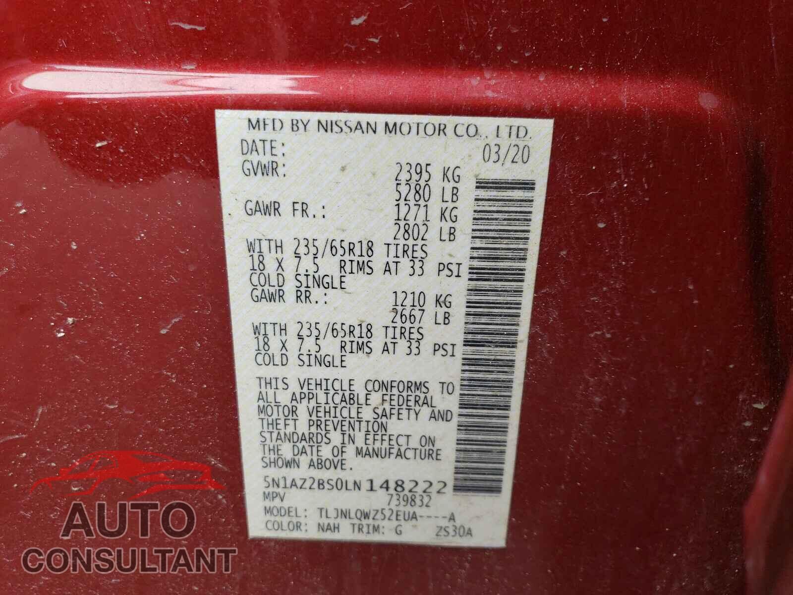 NISSAN MURANO 2020 - 5N1AZ2BS0LN148222