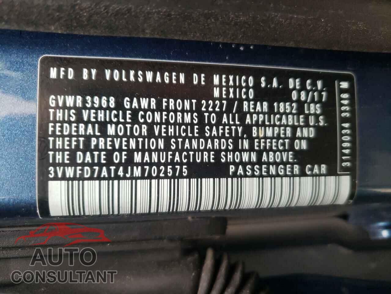 VOLKSWAGEN BEETLE 2018 - 3VWFD7AT4JM702575
