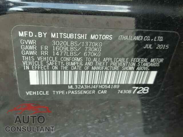 MITSUBISHI MIRAGE 2015 - ML32A3HJ4FH054189