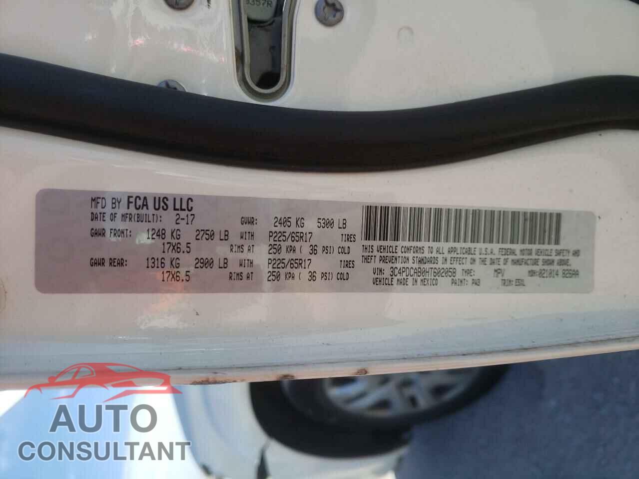 DODGE JOURNEY 2017 - 3C4PDCAB0HT602058