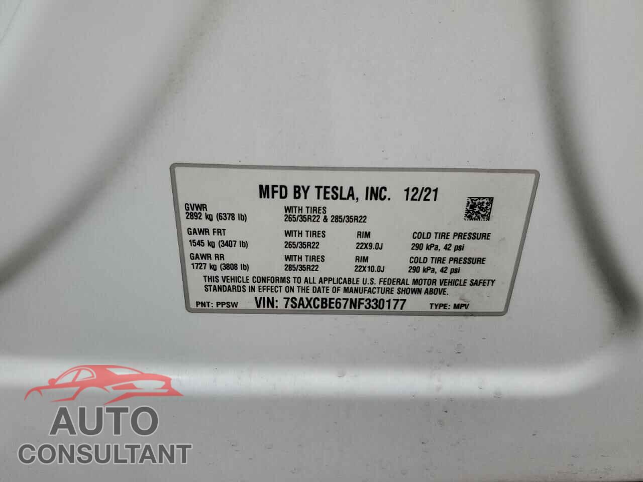 TESLA MODEL X 2022 - 7SAXCBE67NF330177