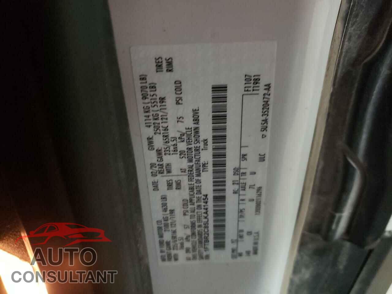 FORD TRANSIT CO 2020 - 1FTBR2C85LKA41454