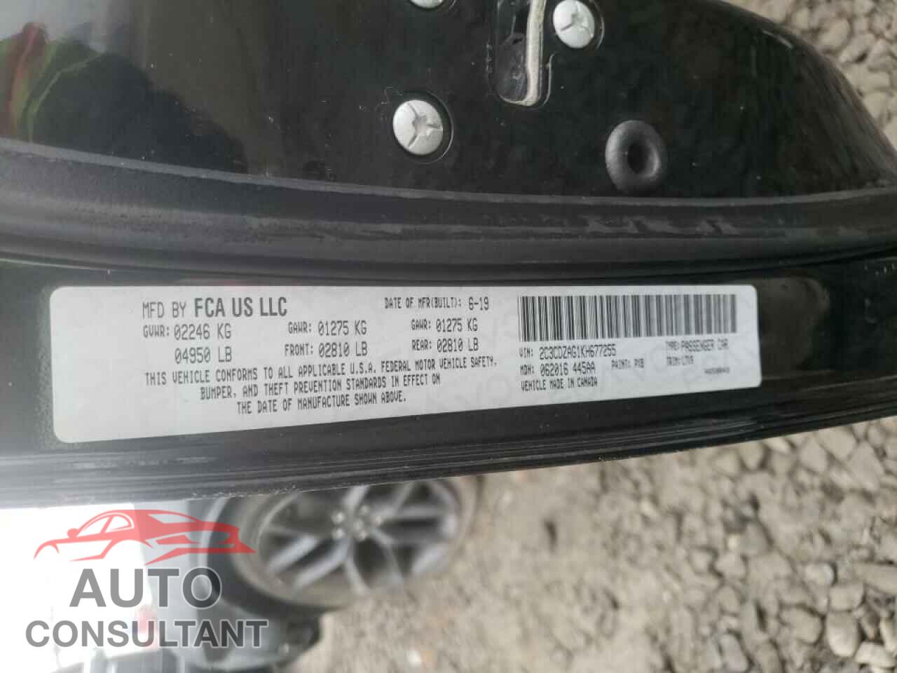 DODGE CHALLENGER 2019 - 2C3CDZAG1KH677255