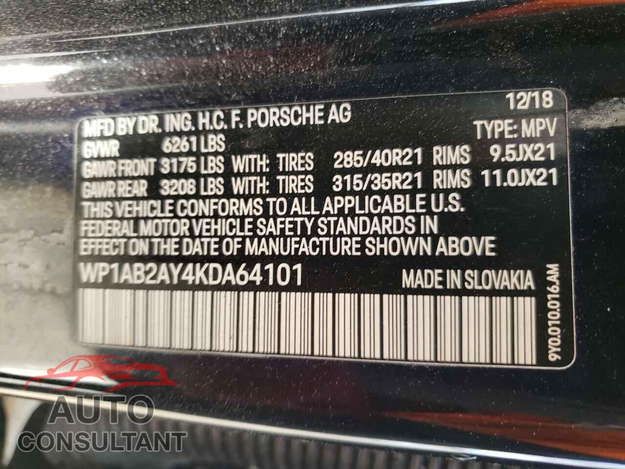 PORSCHE CAYENNE 2019 - WP1AB2AY4KDA64101