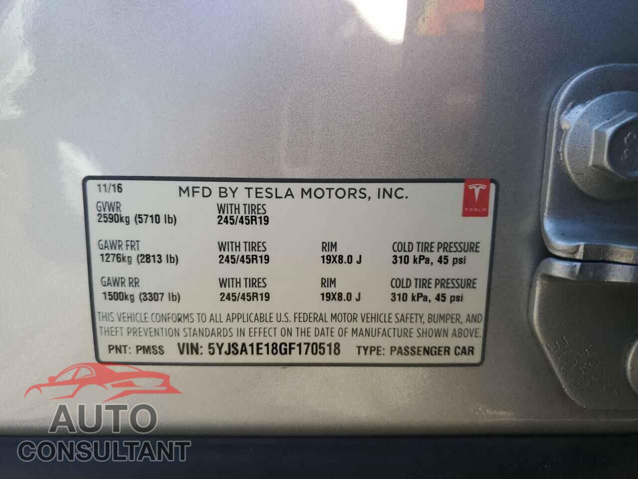 TESLA MODEL S 2016 - 5YJSA1E18GF170518