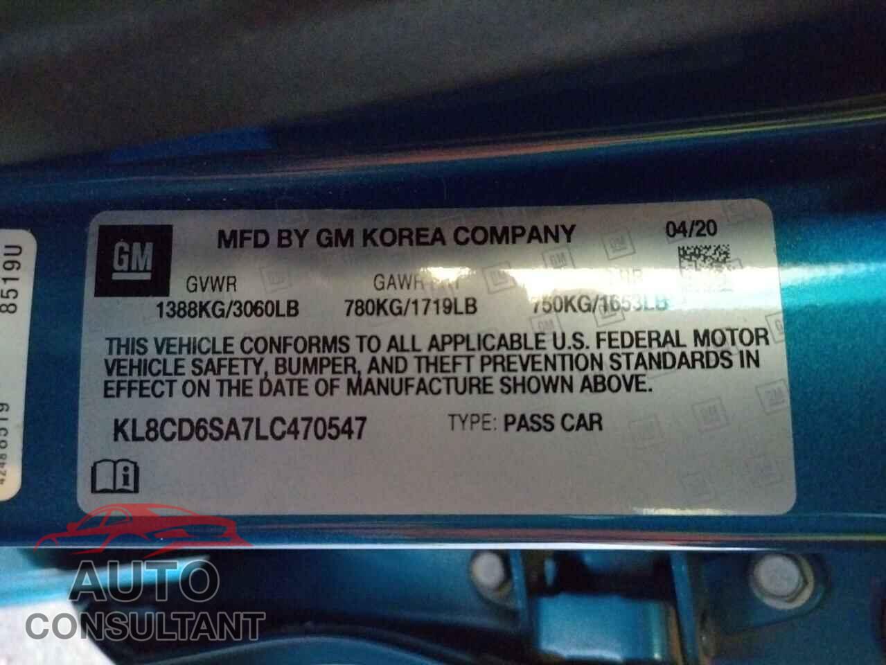 CHEVROLET SPARK 2020 - KL8CD6SA7LC470547