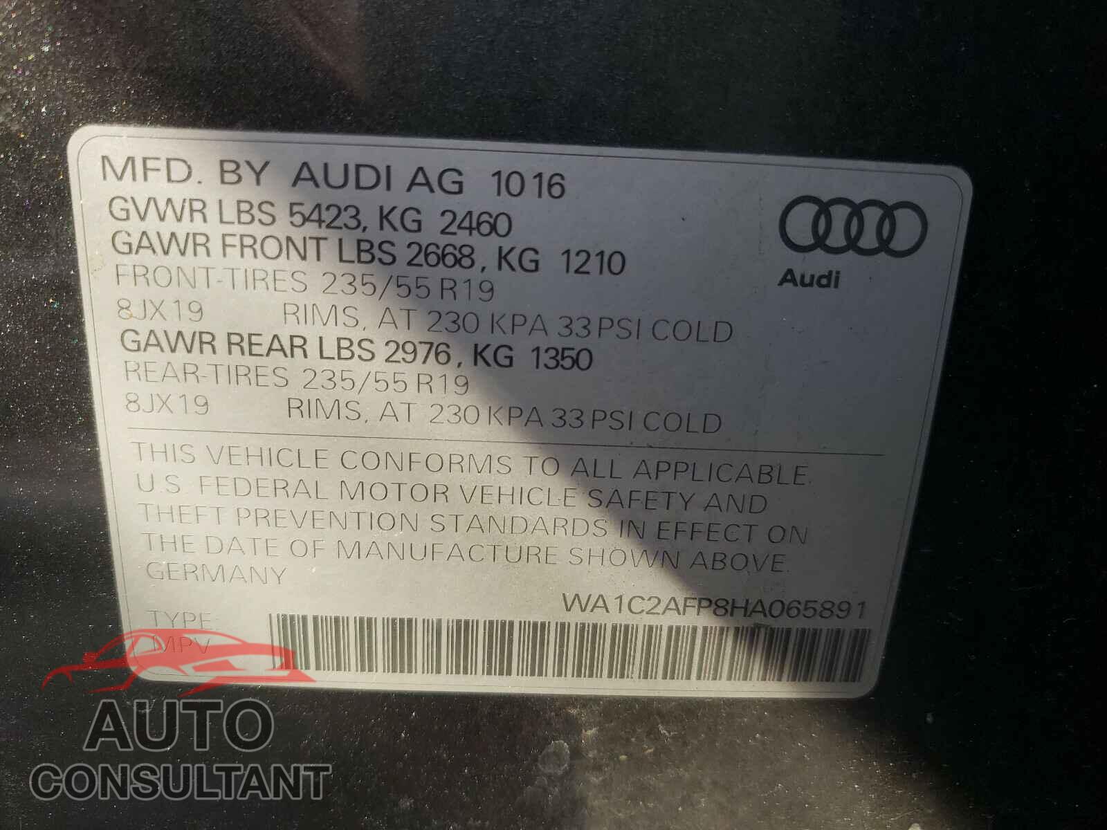 AUDI Q5 2017 - WA1C2AFP8HA065891
