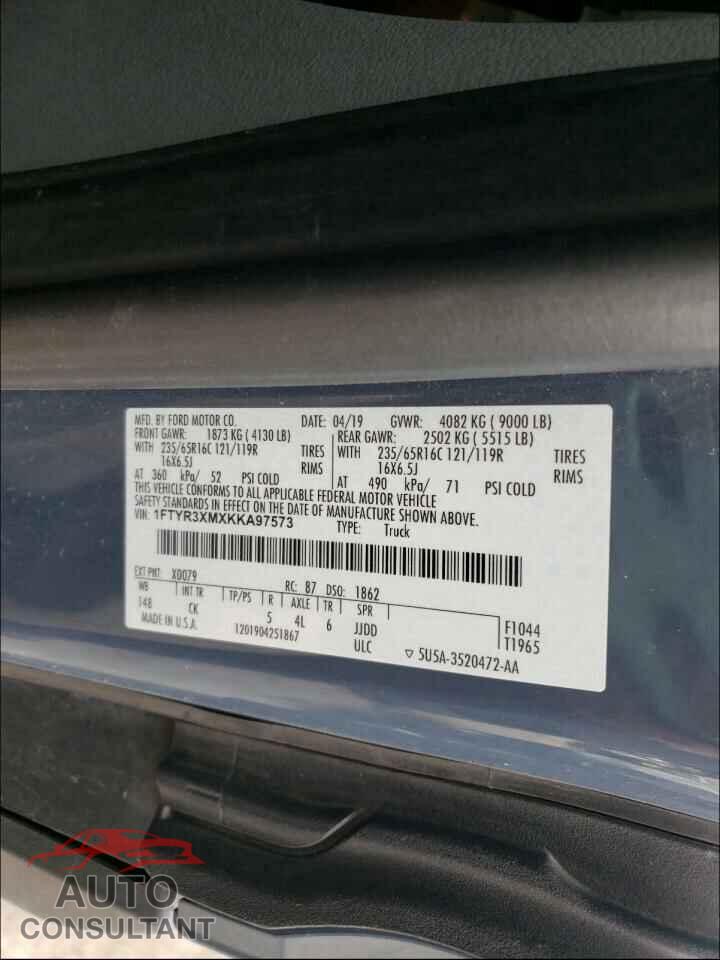 FORD TRANSIT CO 2019 - 1FTYR3XMXKKA97573