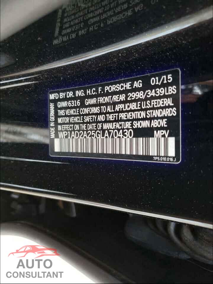 PORSCHE CAYENNE 2016 - WP1AD2A25GLA70430