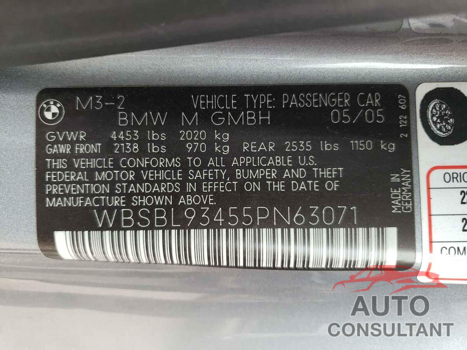 BMW M3 2005 - WBSBL93455PN63071