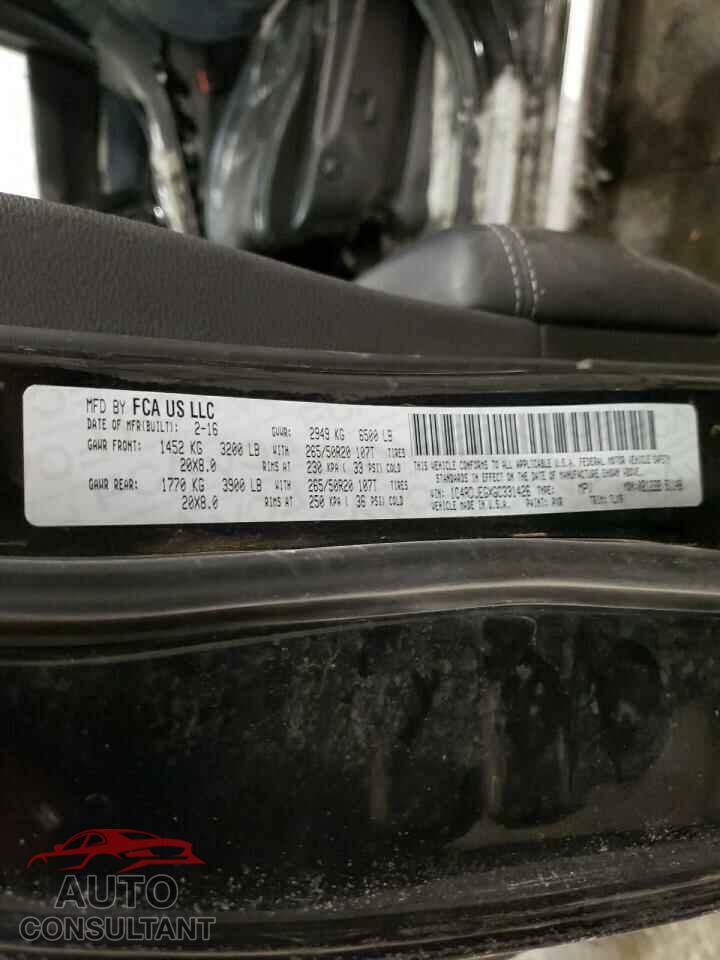 DODGE DURANGO 2016 - 1C4RDJEGXGC331426