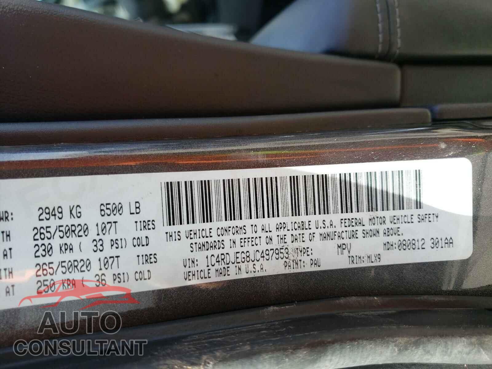 DODGE DURANGO 2018 - 1C4RDJEG8JC497953