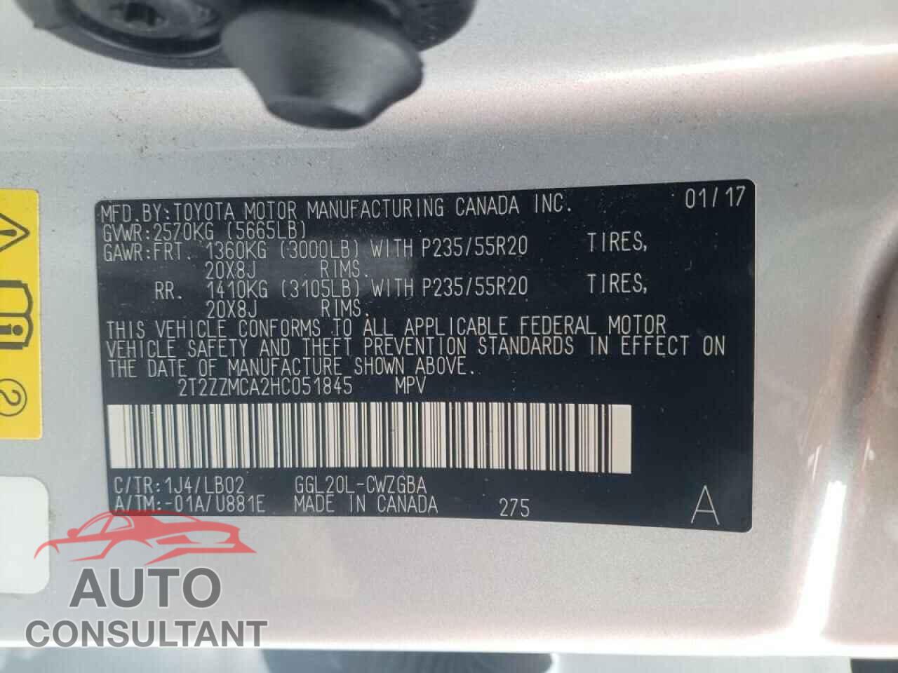 LEXUS RX350 2017 - 2T2ZZMCA2HC051845