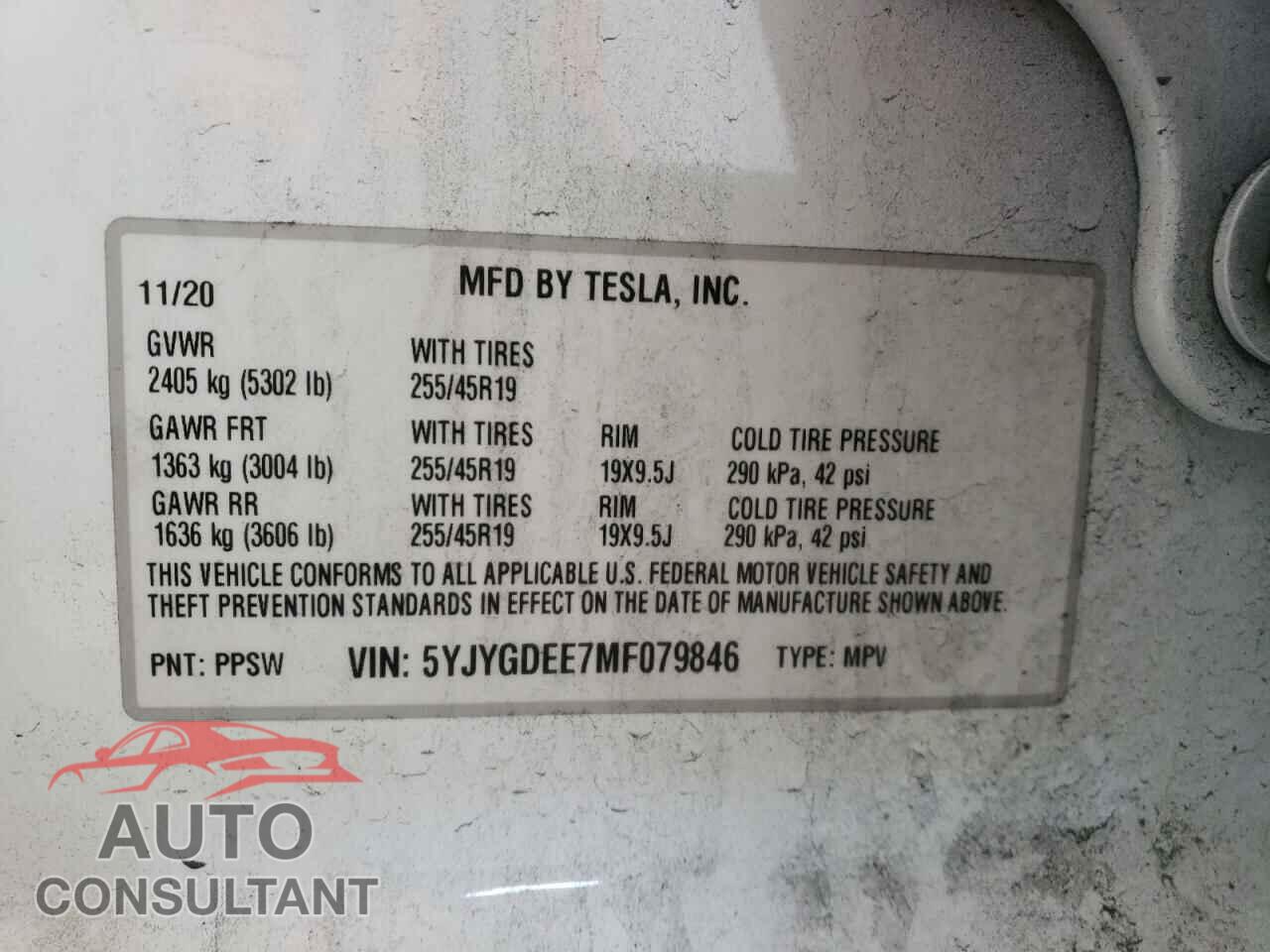 TESLA MODEL Y 2021 - 5YJYGDEE7MF079846
