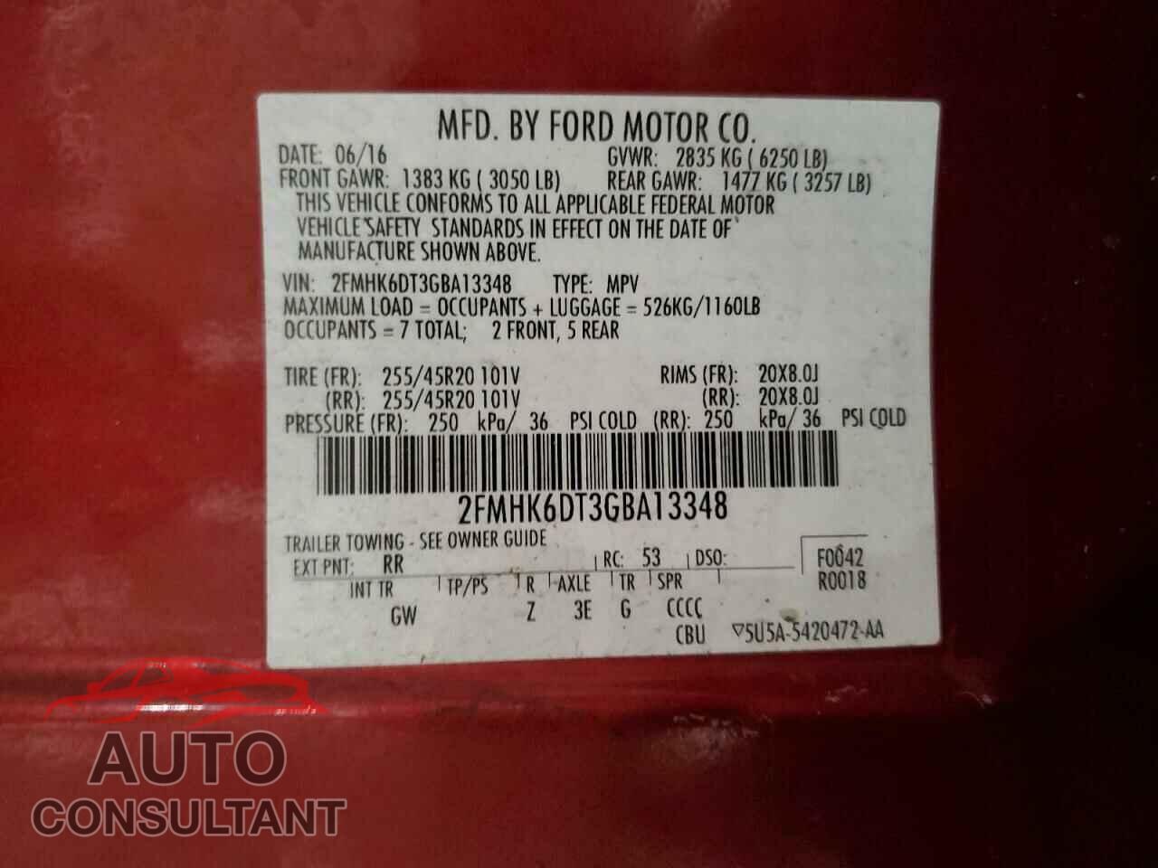 FORD FLEX 2016 - 2FMHK6DT3GBA13348
