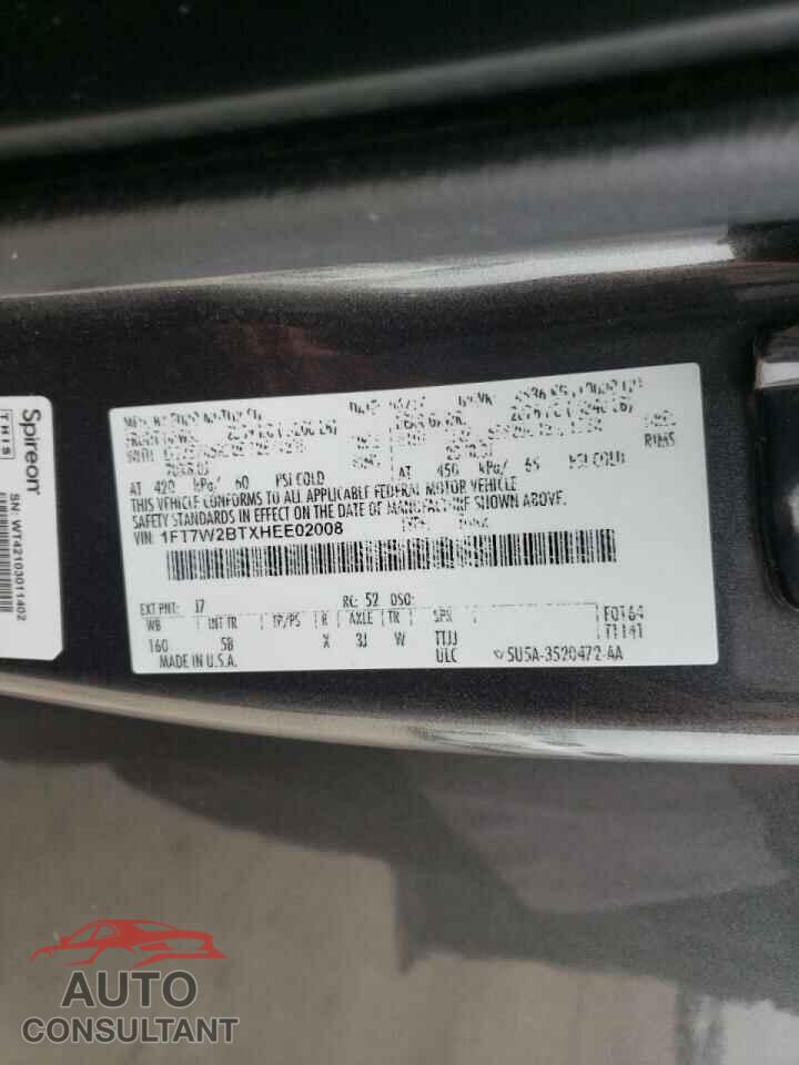 FORD F250 2017 - 1FT7W2BTXHEE02008