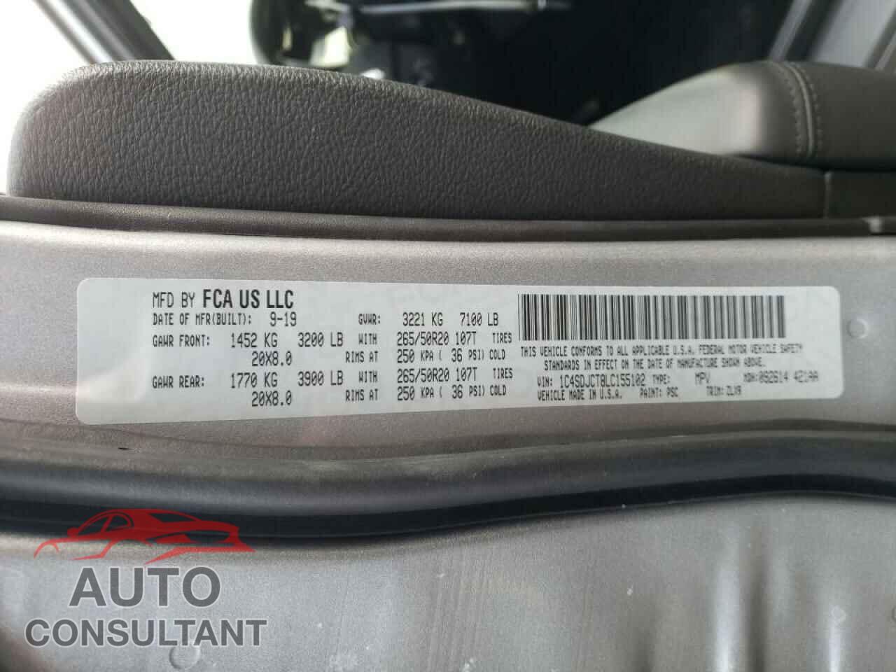 DODGE DURANGO 2020 - 1C4SDJCT8LC155102