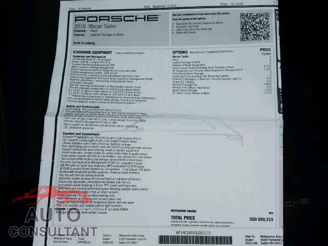 PORSCHE MACAN 2016 - WP1AF2A5XGLB92110