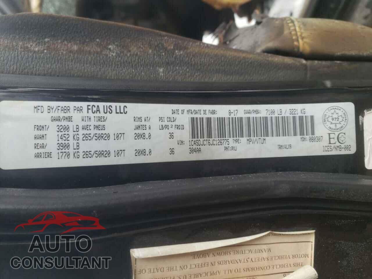 DODGE DURANGO 2018 - 1C4SDJCT6JC126775