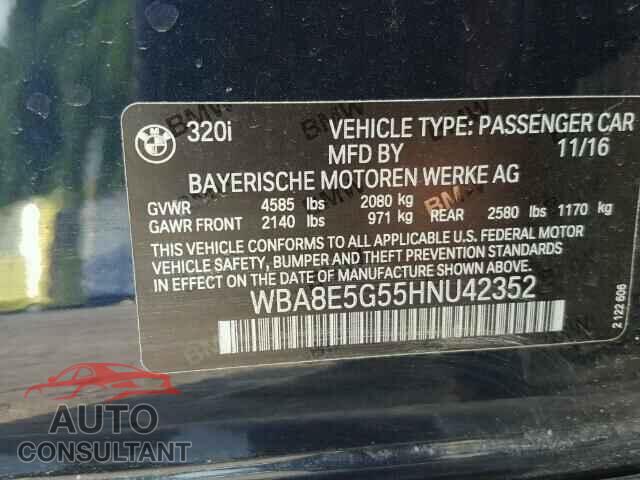 BMW 3 SERIES 2017 - WBA8E5G55HNU42352