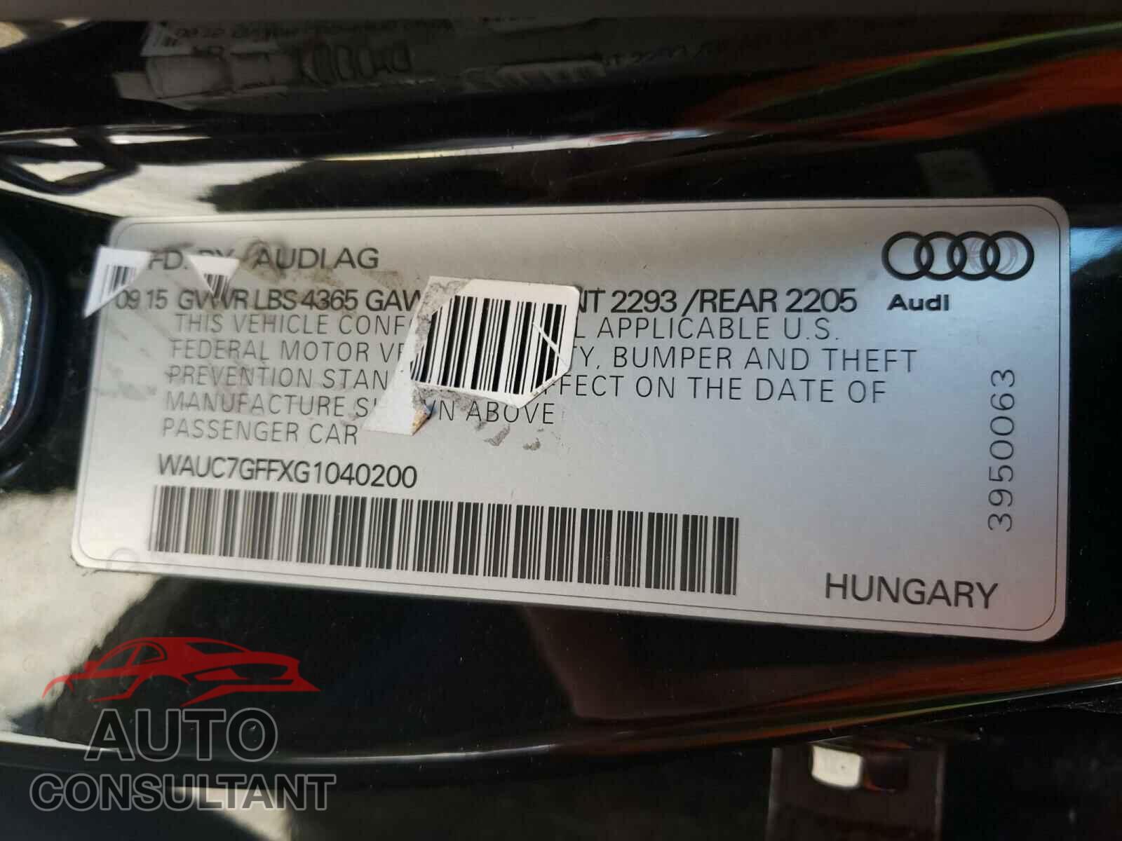 AUDI A3 2016 - WAUC7GFFXG1040200