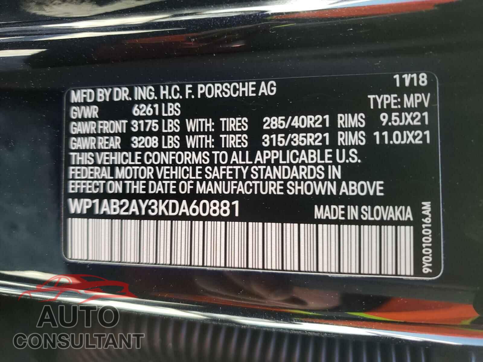 PORSCHE CAYENNE 2019 - WP1AB2AY3KDA60881