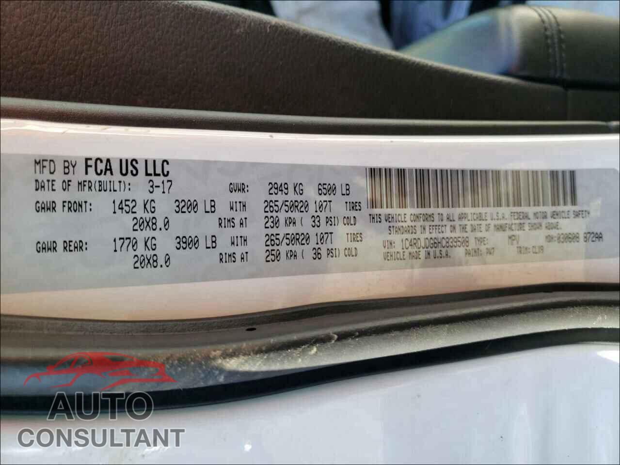 DODGE DURANGO 2017 - 1C4RDJDG6HC839508