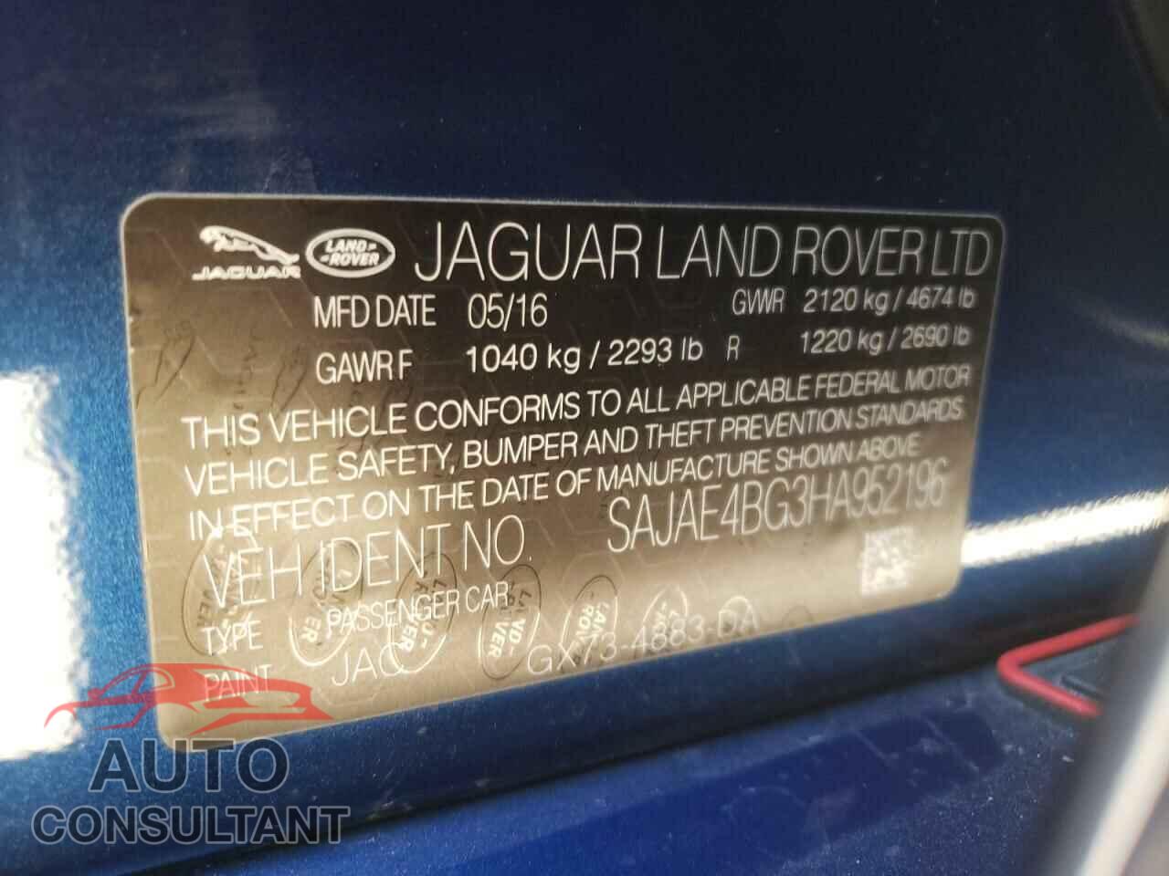 JAGUAR XE 2017 - SAJAE4BG3HA952196