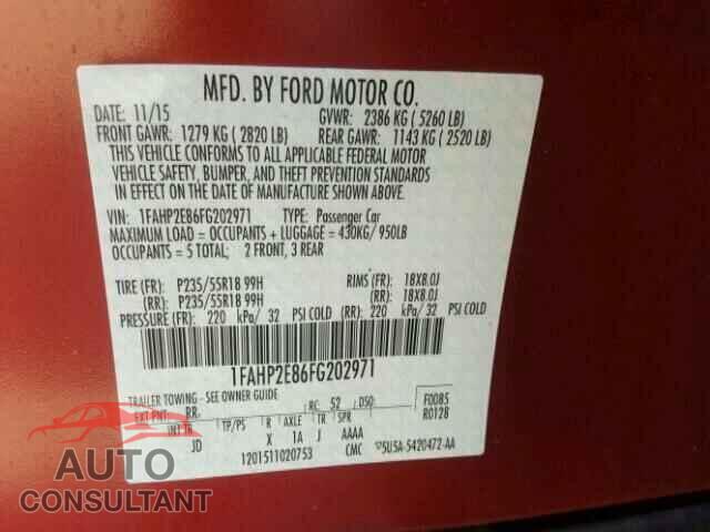 FORD TAURUS 2015 - 1FAHP2E86FG202971