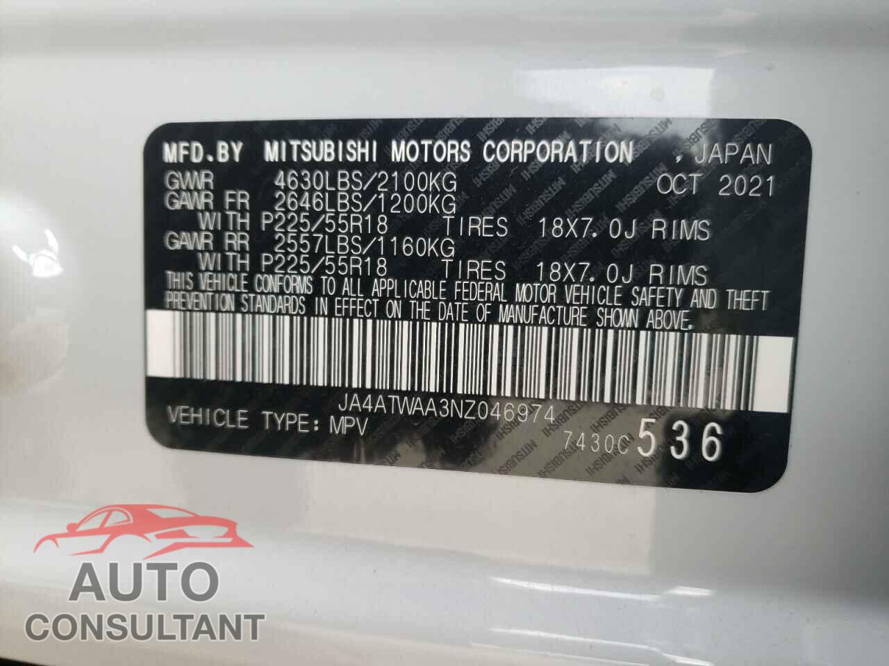 MITSUBISHI ECLIPSE 2022 - JA4ATWAA3NZ046974
