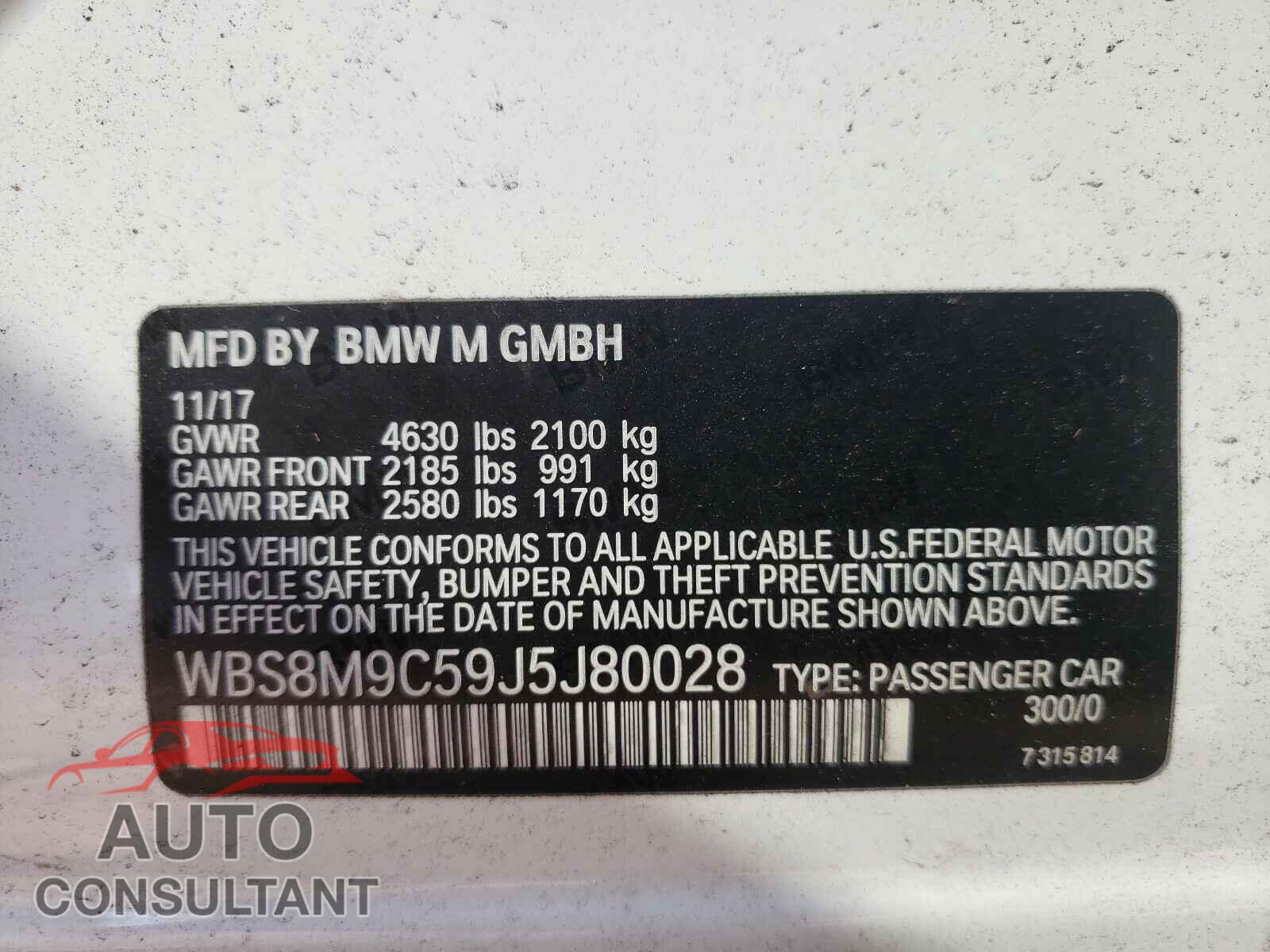 BMW M3 2018 - WBS8M9C59J5J80028