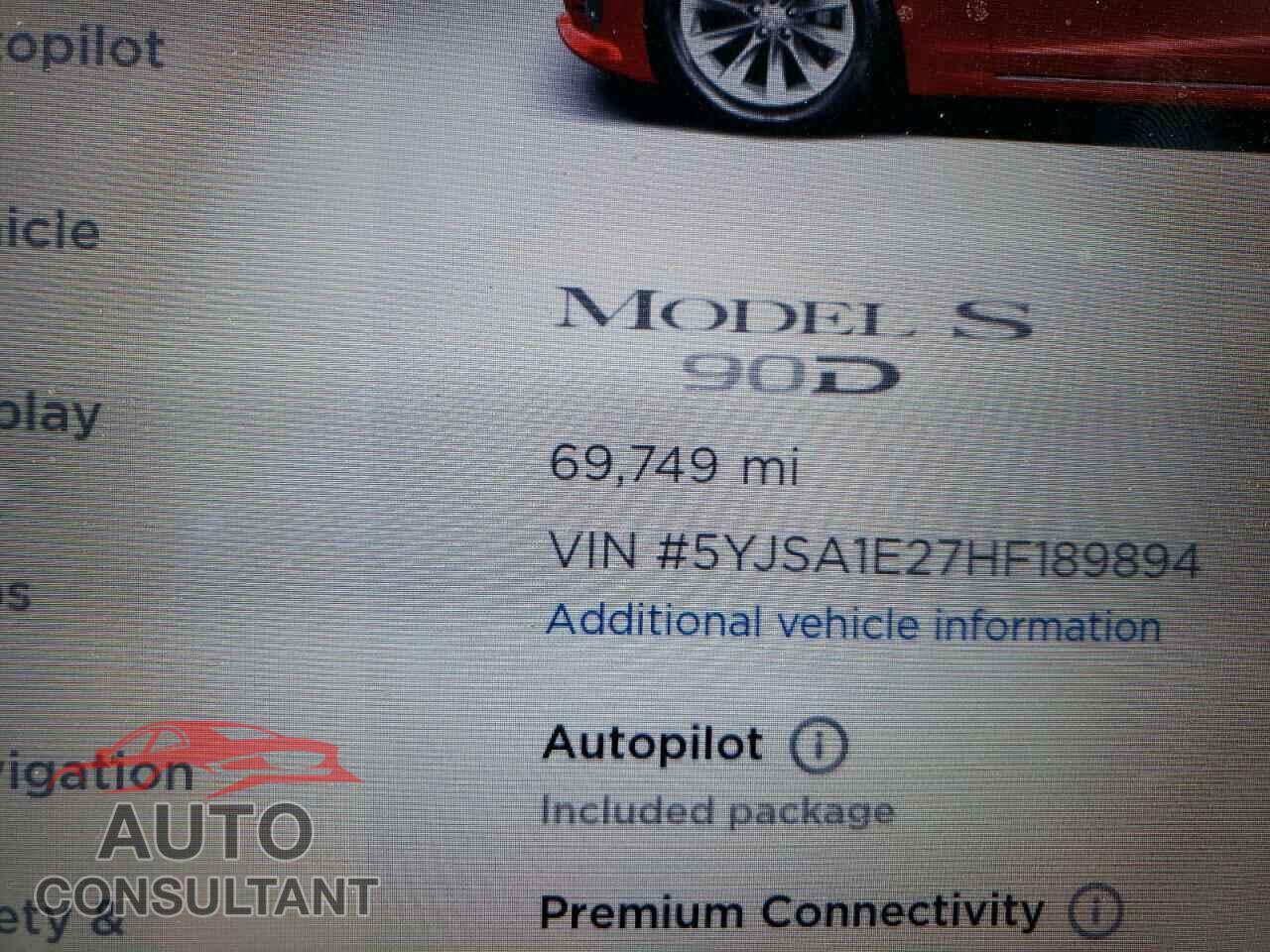 TESLA MODEL S 2017 - 5YJSA1E27HF189894