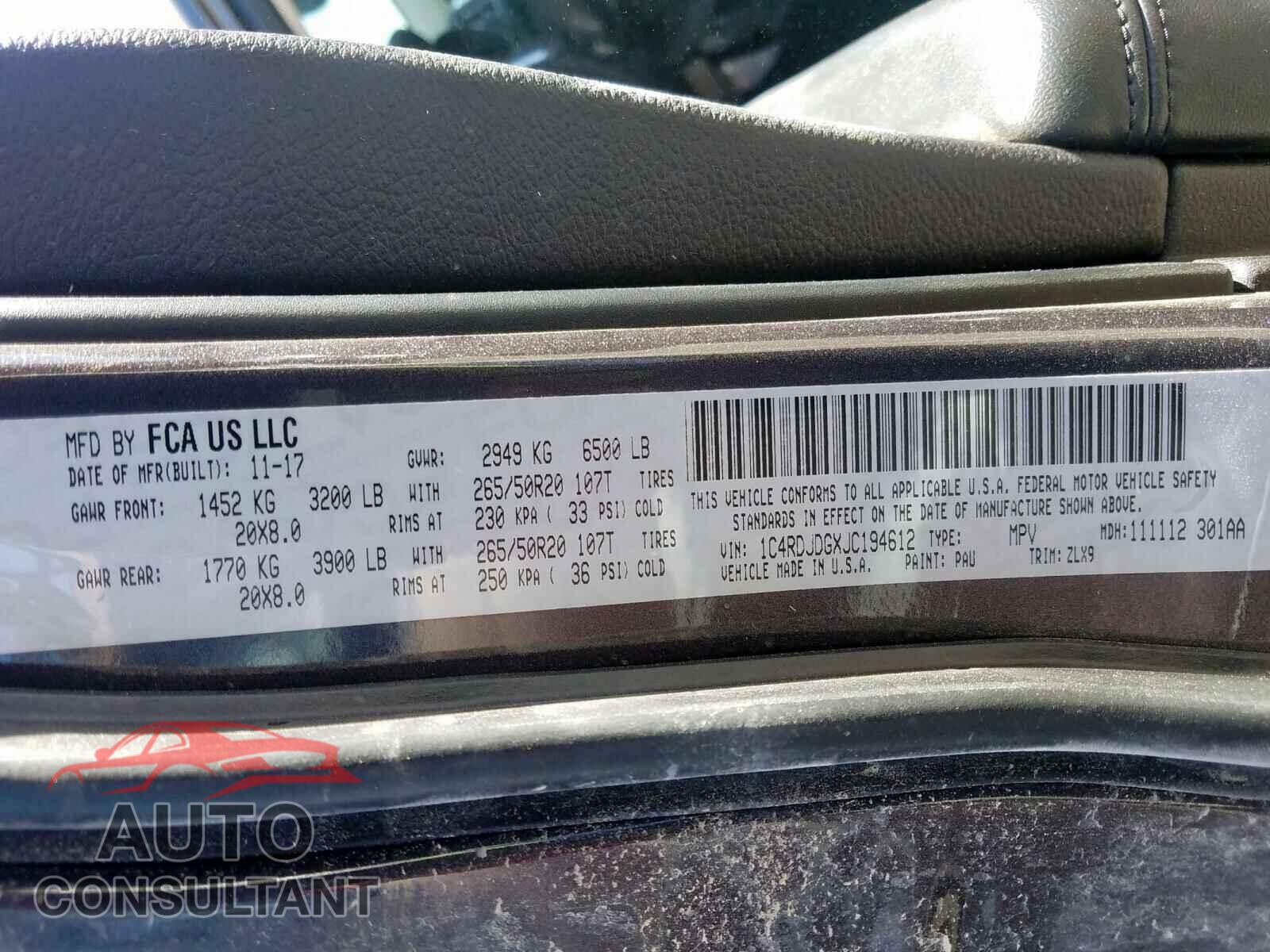 DODGE DURANGO GT 2018 - 2HGFC2F53JH588152