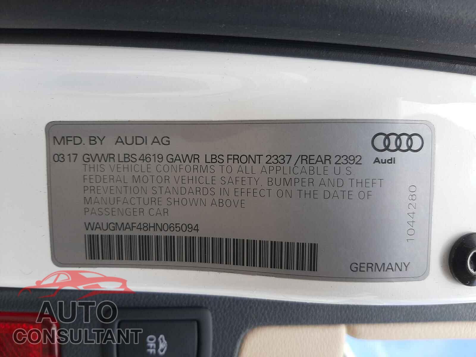 AUDI A4 2017 - WAUGMAF48HN065094
