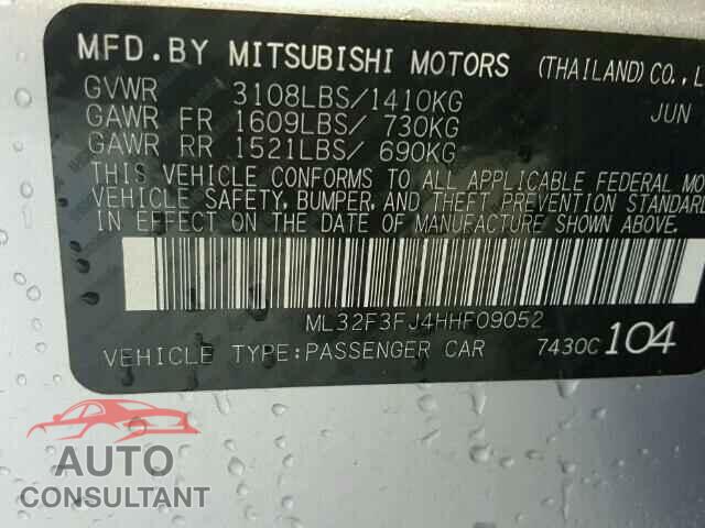 MITSUBISHI MIRAGE 2017 - ML32F3FJ4HHF09052