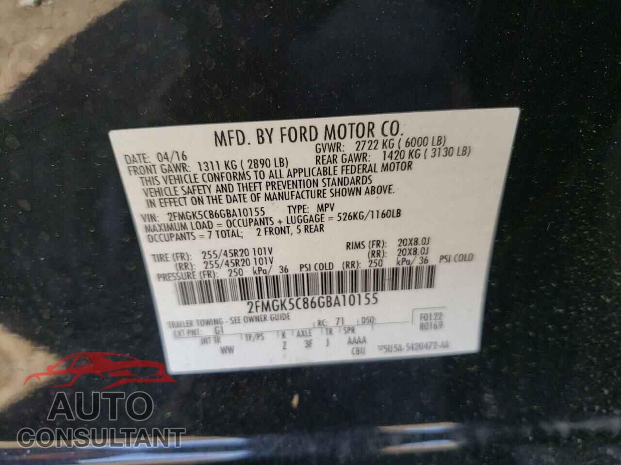 FORD FLEX 2016 - 2FMGK5C86GBA10155