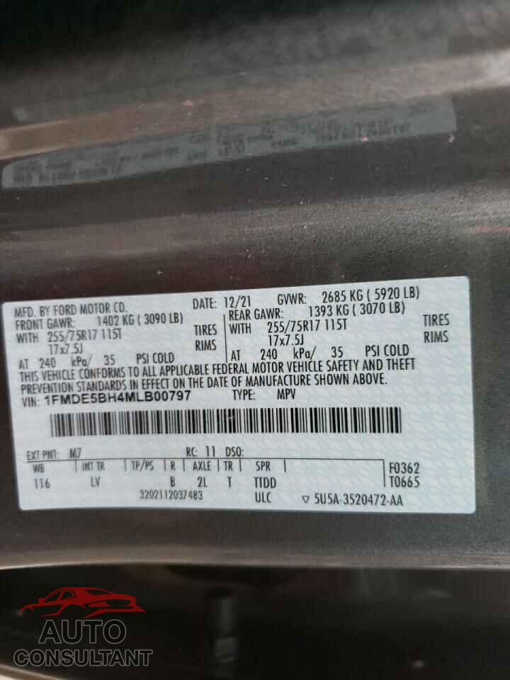 FORD BRONCO BAS 2021 - 1FMDE5BH4MLB00797