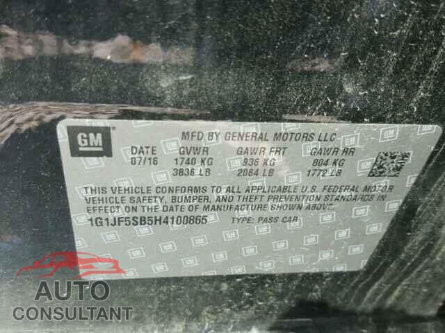 CHEVROLET SONIC 2017 - 1G1JF5SB5H4100865