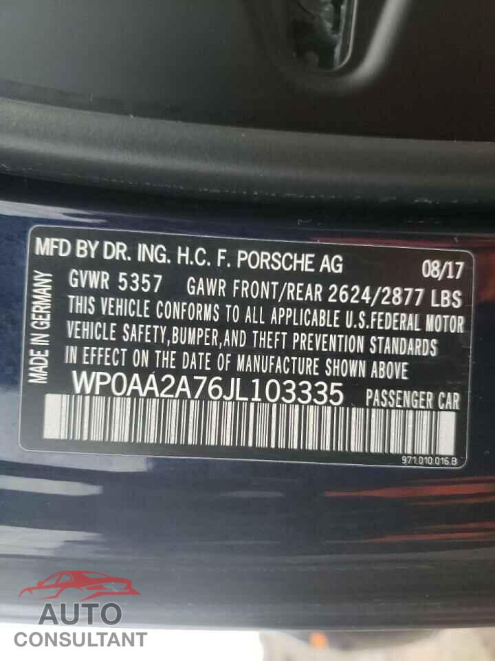PORSCHE PANAMERA 2018 - WP0AA2A76JL103335