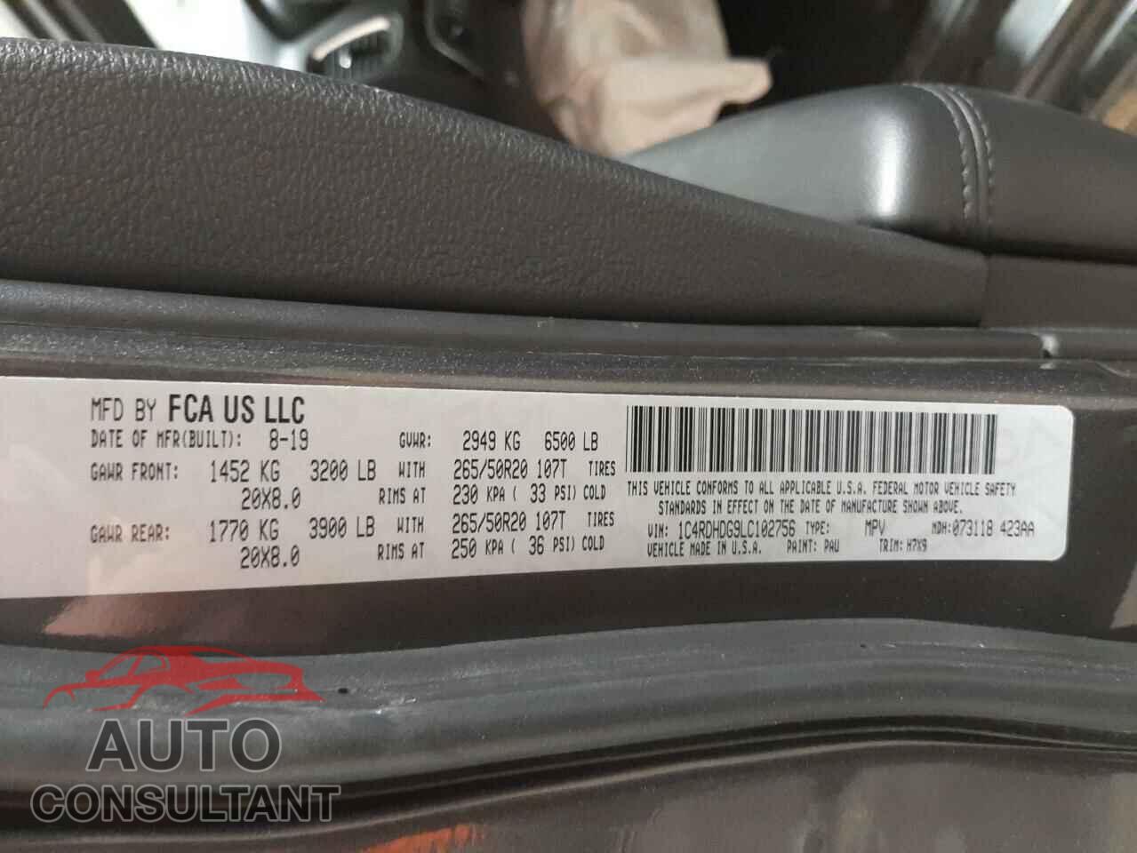 DODGE DURANGO 2020 - 1C4RDHDG9LC102756