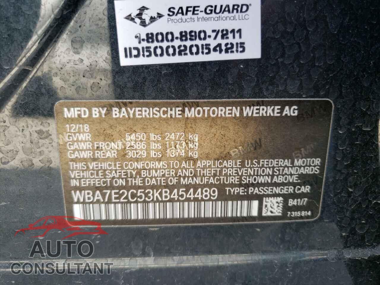 BMW 7 SERIES 2019 - WBA7E2C53KB454489