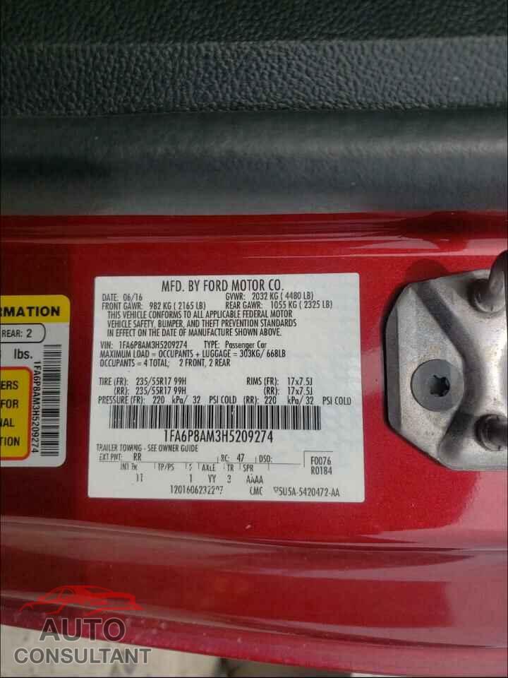 FORD MUSTANG 2017 - 1FA6P8AM3H5209274