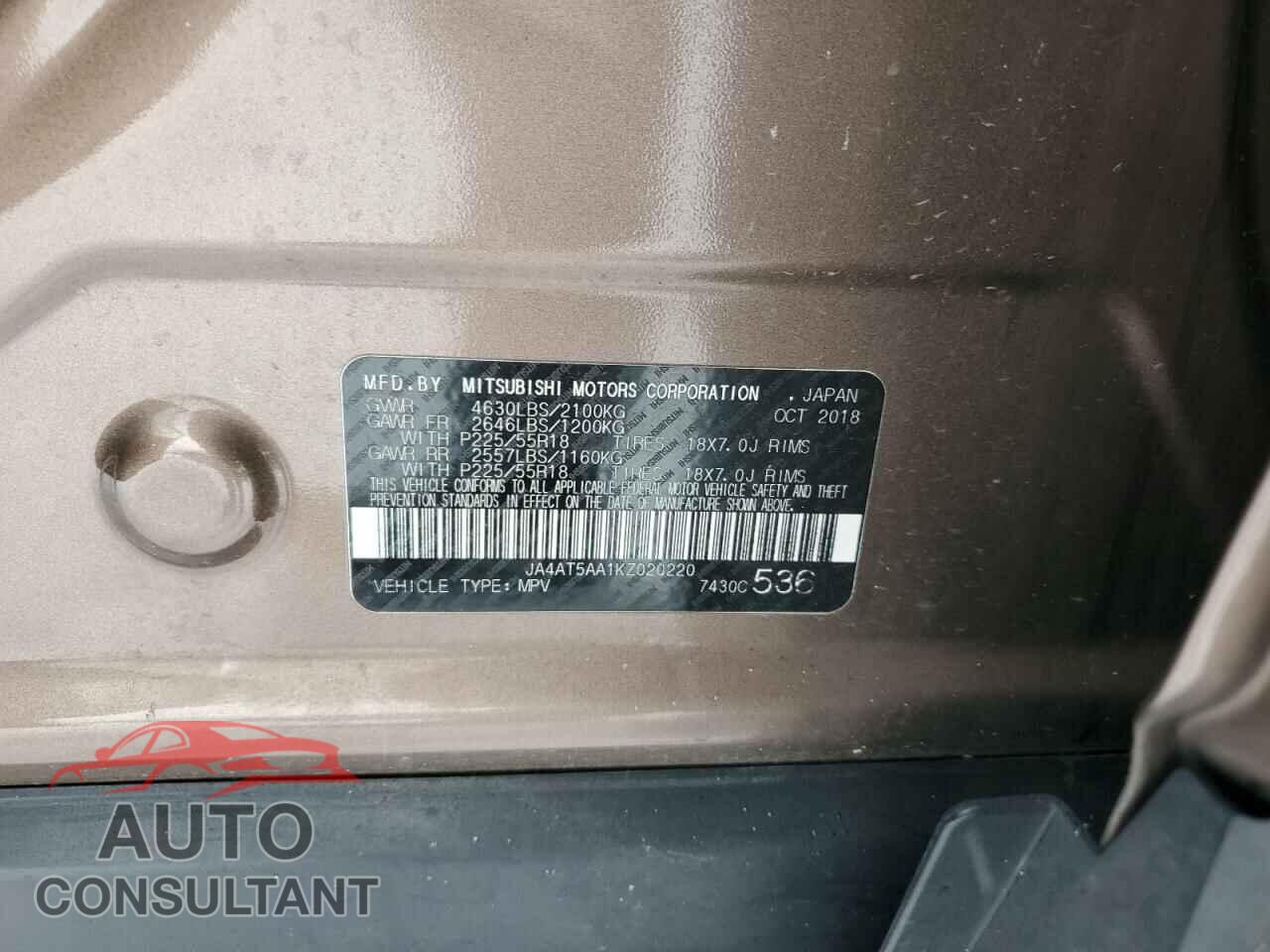 MITSUBISHI ECLIPSE 2019 - JA4AT5AA1KZ020220
